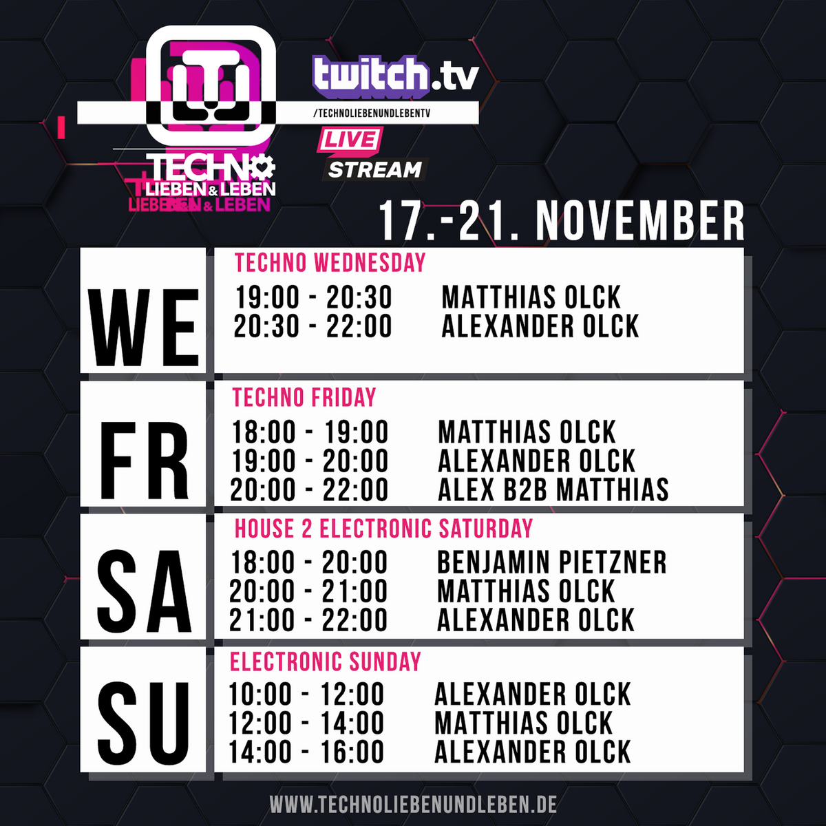 [20.11.2021] Techno Lieben &amp; Leben Livestream @ Twitch